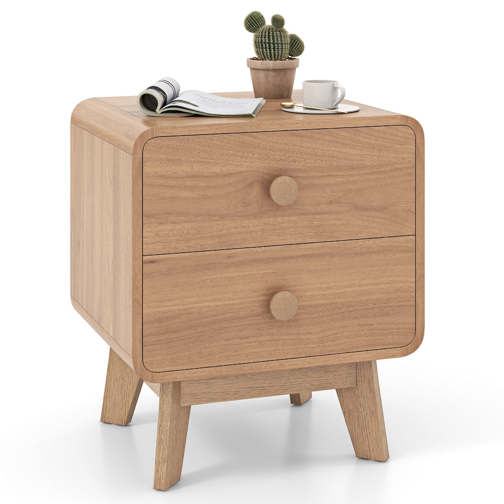 Costway 1/2 PCS Modern Style 2-Drawer Nightstand Bedside Table with