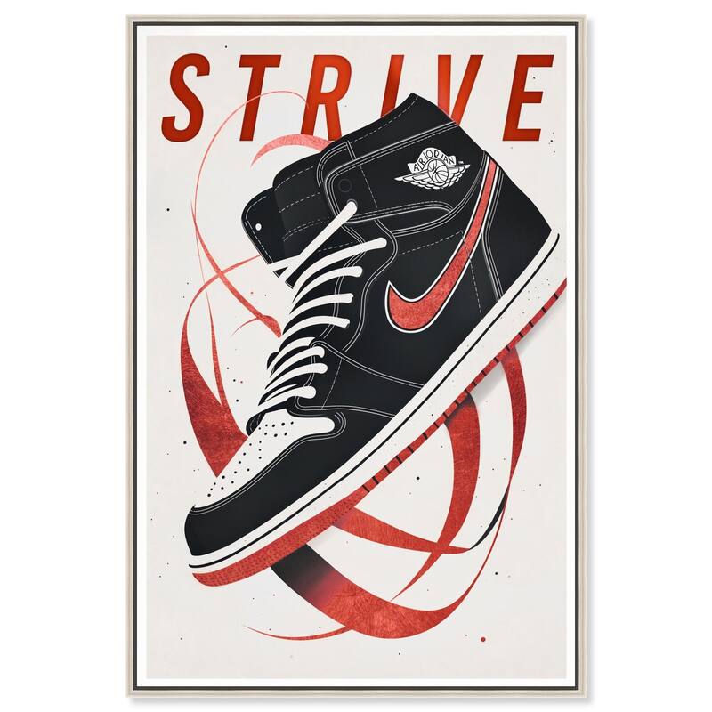 Red Ribbon Sneaker Canvas by Art Remedy - Silver - 36" x 54"