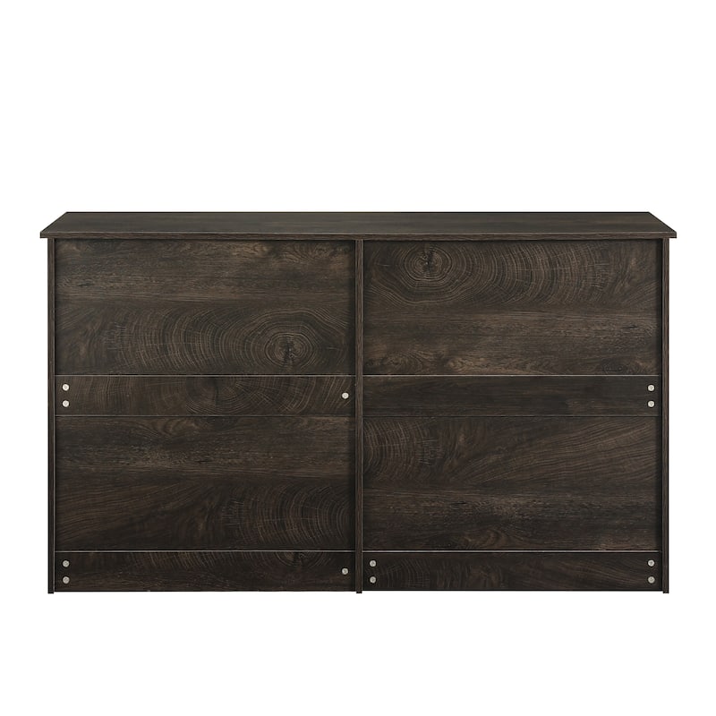 Modern Buffet Cabinet with 6 Storage Drawers and Gold Metal Handles for Dining Room, Living Room, Kitchen