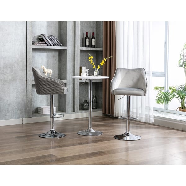 Vintage Foam Padded Seat Bar Stools Silver Metal Pedestal Chairs