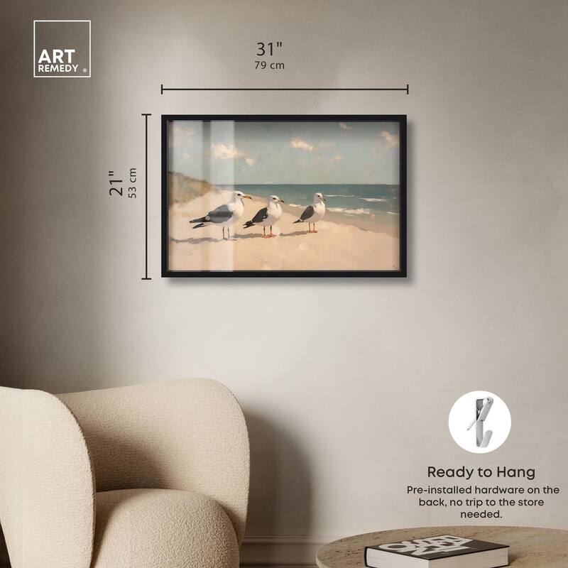 Seagulls at the Beach I Shadowbox by Art Remedy