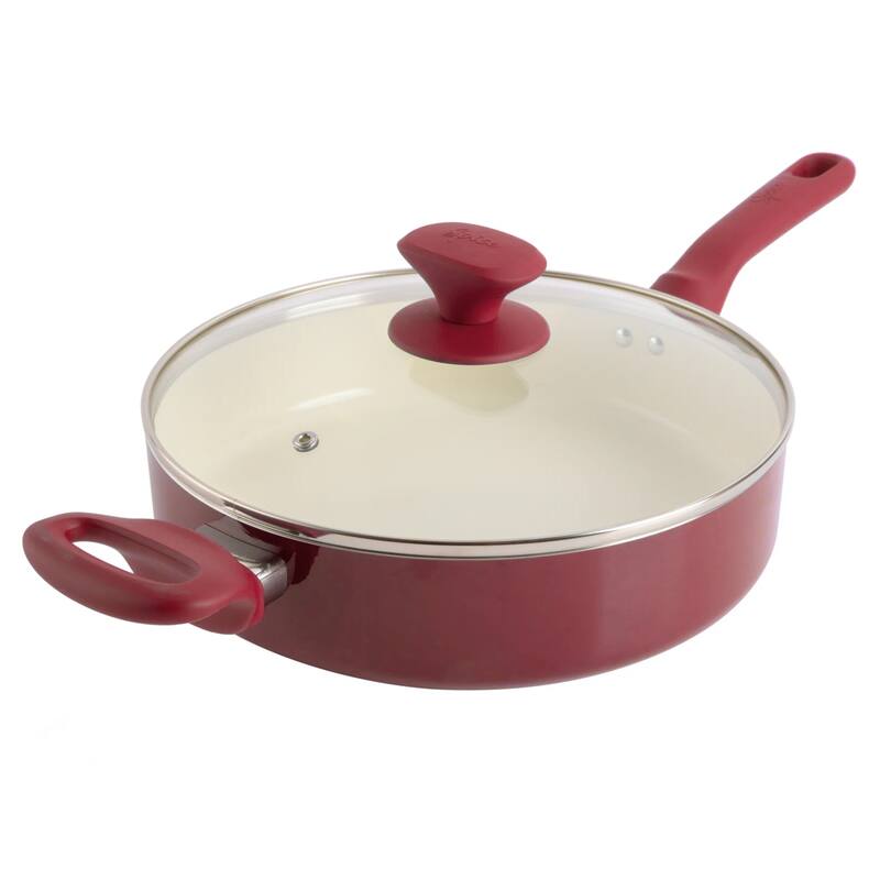 Spice By Tia Mowry 10 Piece Ceramic Nonstick Aluminum Cookware Set in Magenta