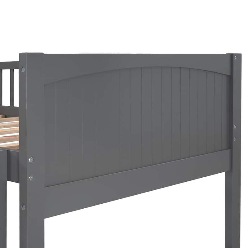 Twin Bunk Bed with Attached Loft and Drawers