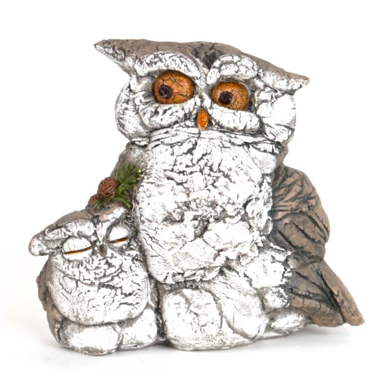 Owl Mother Holding Her Baby Figurine