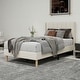 preview thumbnail 82 of 91, Caxkun Upholstered Platform Bed Frame with Wingback headboard Beige - Twin