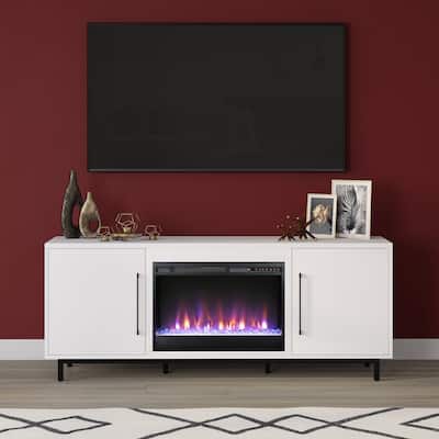 Julian Rectangular TV Stand with Crystal Fireplace for TV's up to 75"