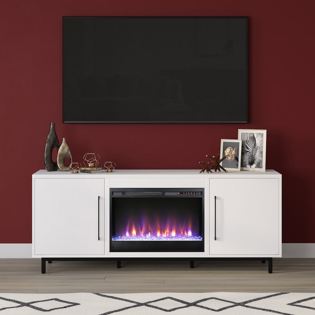 Julian Rectangular TV Stand with Crystal Fireplace for TV's up to 75"
