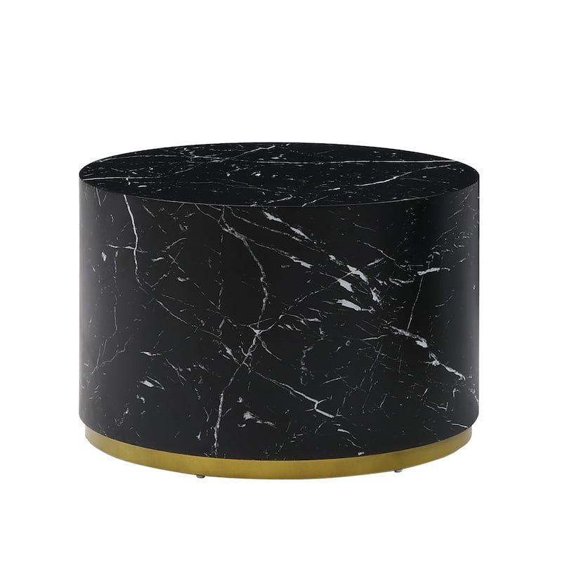 Modern Faux Marble Coffee Tables for Living Room, 35.43inch Accent Tea Tables with Gold Metal Base