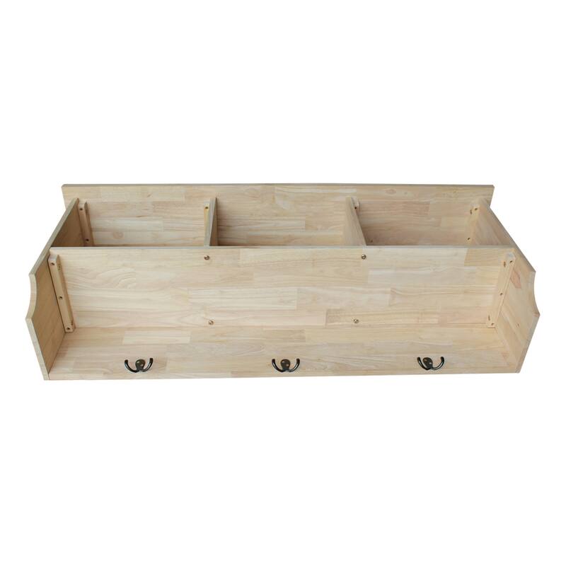 International Concepts Unfinished Wall Shelf Unit with Storage