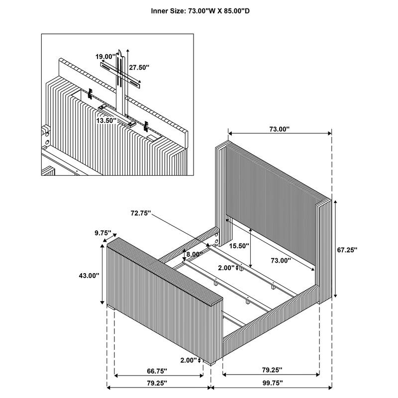 Centergrove Upholstered Wingback TV Bed Black