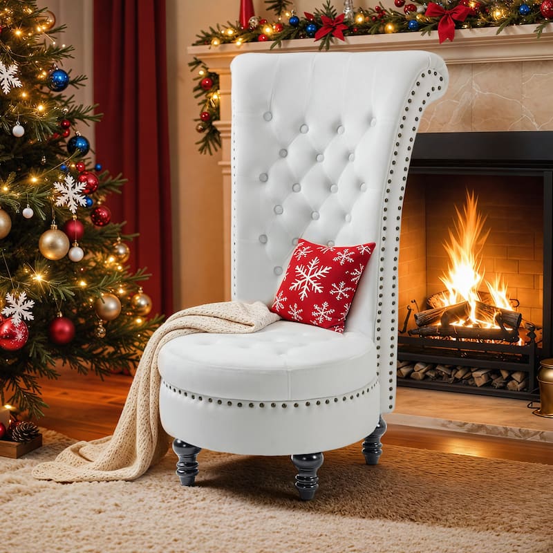 Velvet High-Back Storage Chair - Royal Accent Armless Chair for Living Room & Bedroom, 330lbs Weight Capacity