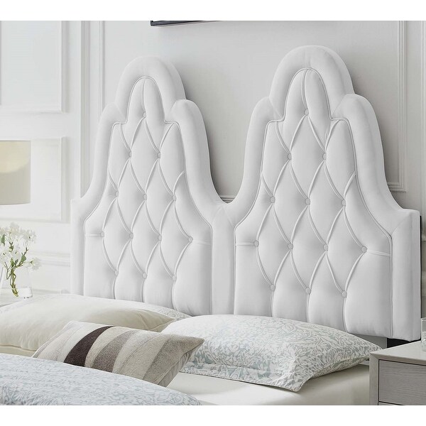White velvet tufted headboard clearance
