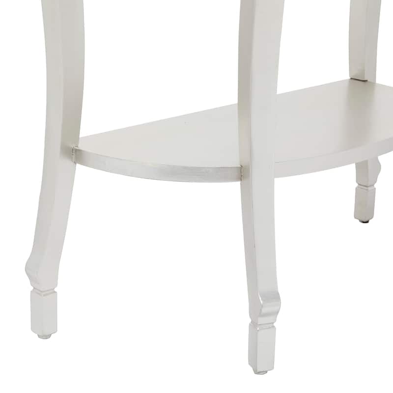 Wood Mirrored Panel Half Moon Console Table with Mirror - Set of 2 Silver - Roche River Decor - 14"W x 32"L x 32"H