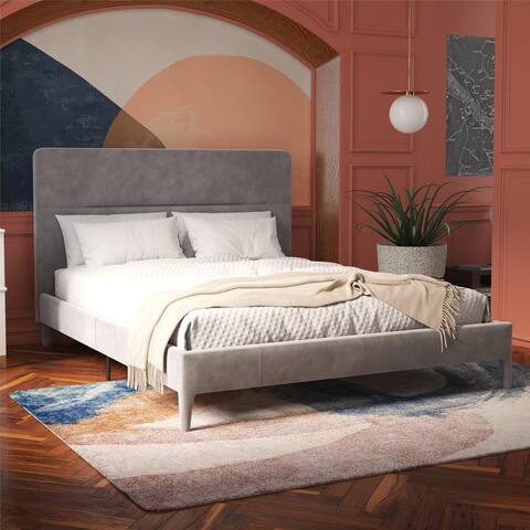 CosmoLiving by Cosmopolitan Westerleigh Upholstered Platform Bed with Minimalist Tufted Headboard