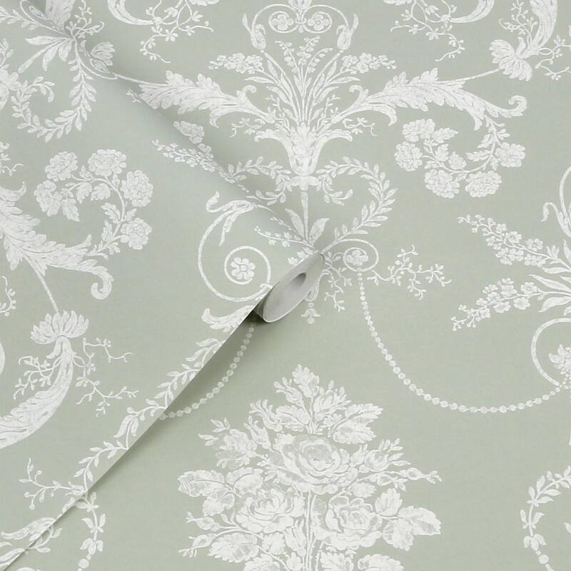 Laura Ashley Josette Sage Green Wallpaper