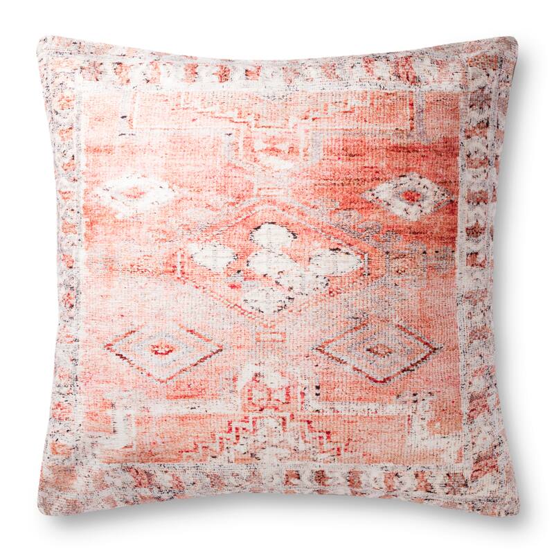 Alexander Home Boho Global Transitional Throw Pillow - Cover Only - Single - Coral / Multi - Accent