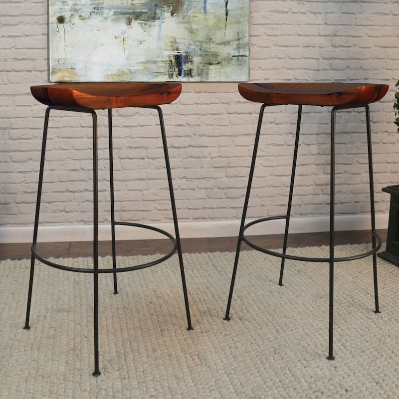 Curved Barstools - 30.5" - Brown and Black - Set of 2