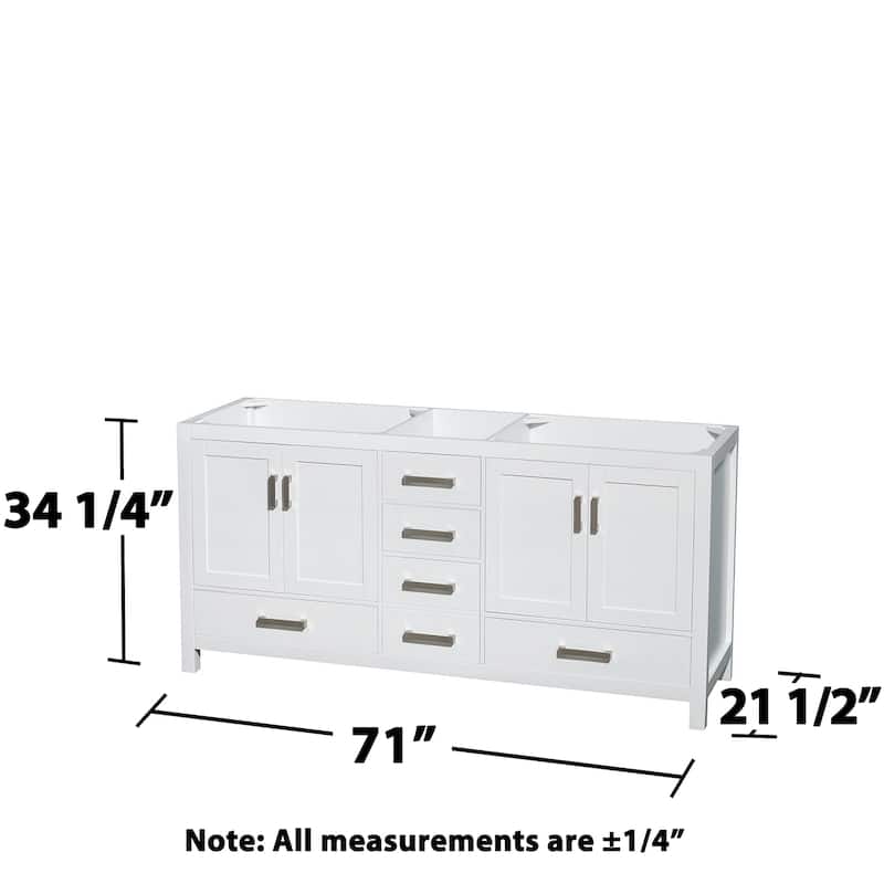 Wyndham Collection Sheffield 72" Hardwood Vanity Cabinet and Two 24"