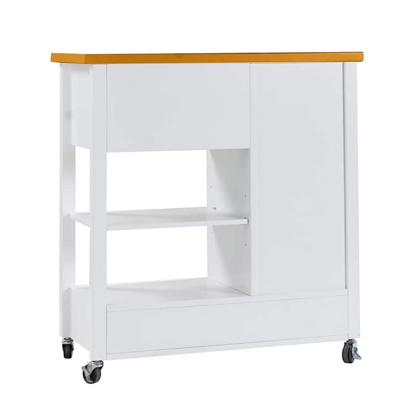 Kitchen Island Cart with Wood Top, Rolling Storage Cabinet with Drawers, Sideboard Buffet with Towel Bar