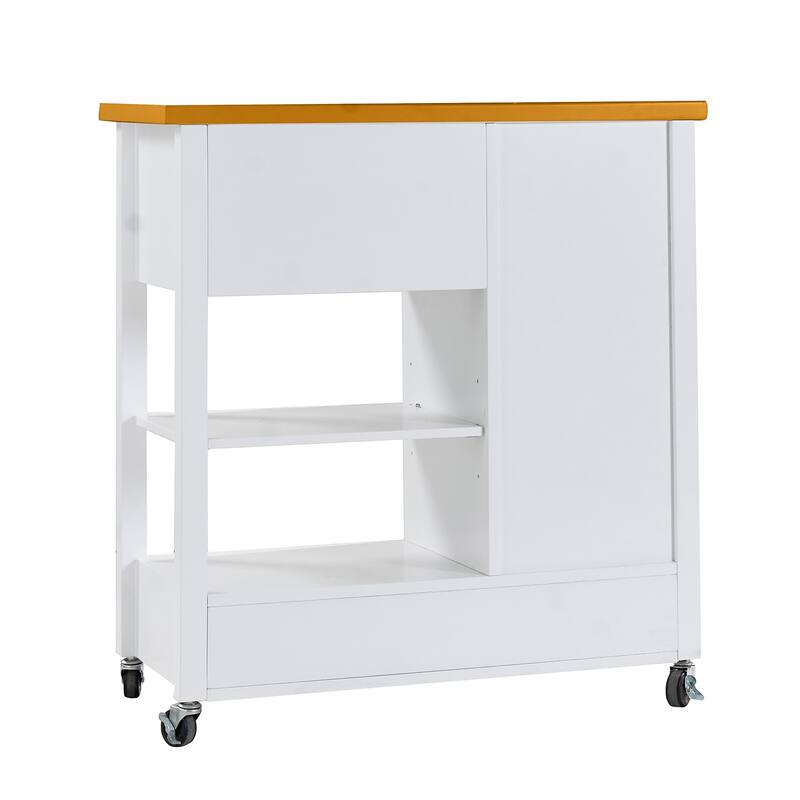 Rolling Storage Kitchen Island Cart on Wheels with Drawers and Towel Bar