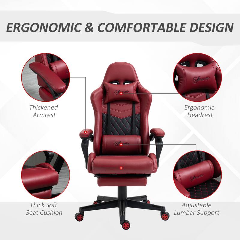 Racing Gaming Chair Diamond Office Gamer Chair High Back Swivel Recliner with Footrest,Lumbar Support,Adjustable Height
