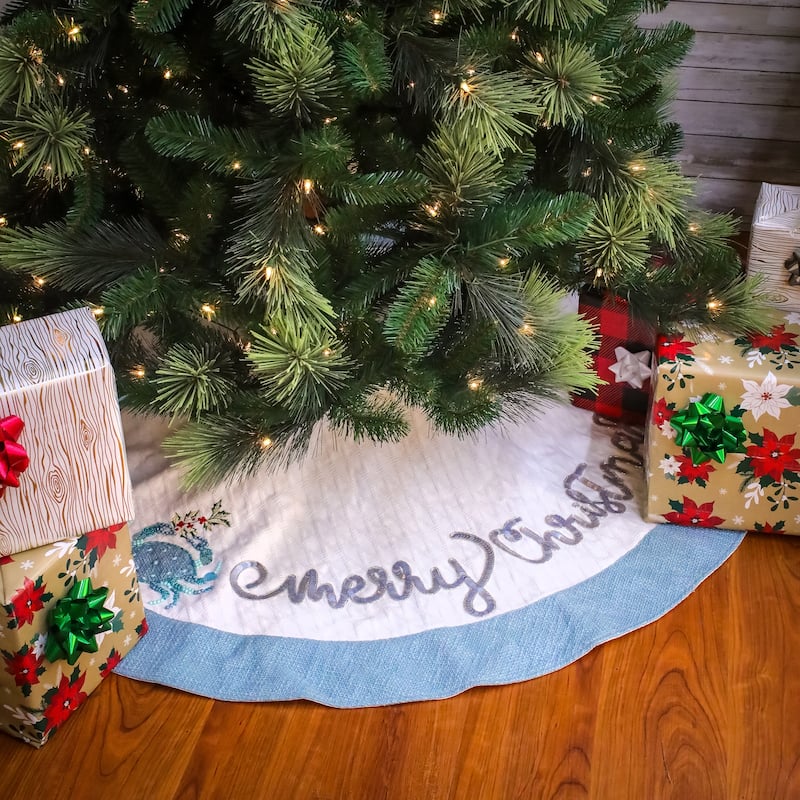 National Tree Company 52 in. HGTV Home Collection Christmas by the Sea "Merry Christmas" Tree Skirt - 52 in