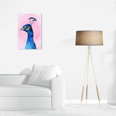 Wynwood Studio Canvas Animals Doll Memories - Cute Peacock Blue and Modern & Contemporary Wall Art Canvas Print