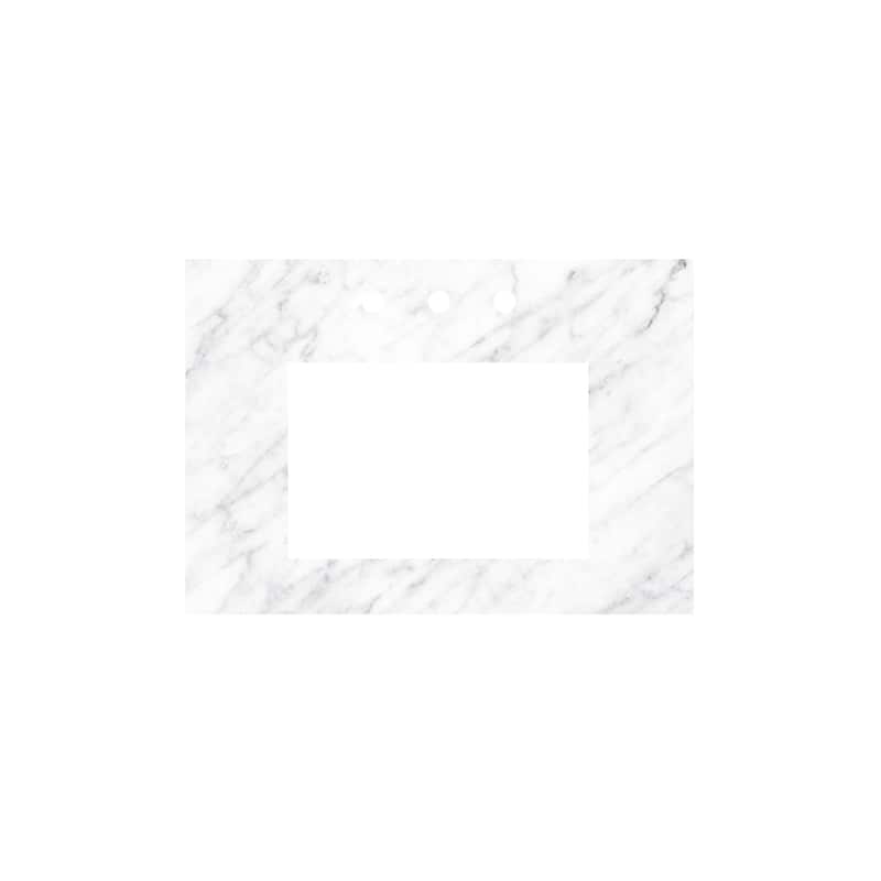 Carrara Marble Vanity Top - Rectangle Sink Cutout (Top Only) - 31" - 8" Widespread Faucet Holes