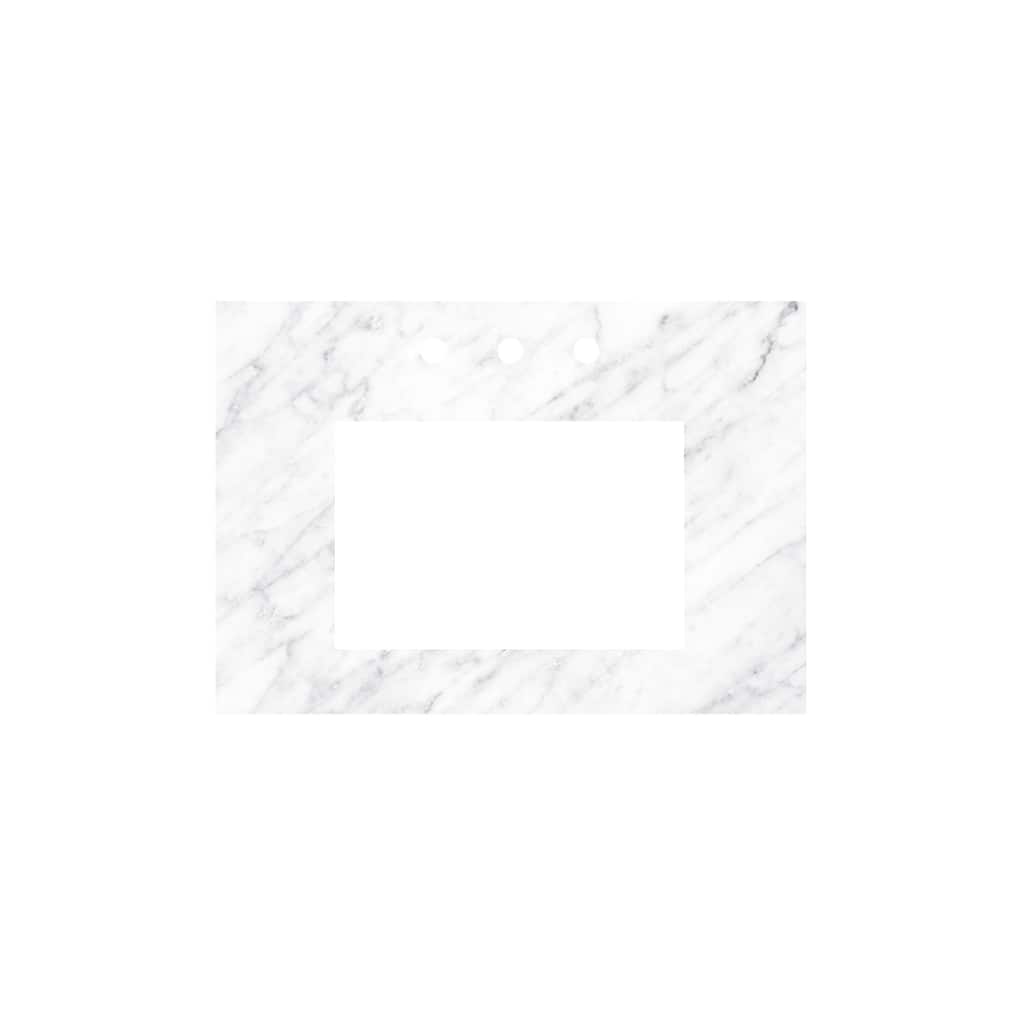 Carrara Marble Vanity Top - Rectangle Sink Cutout (Top Only)