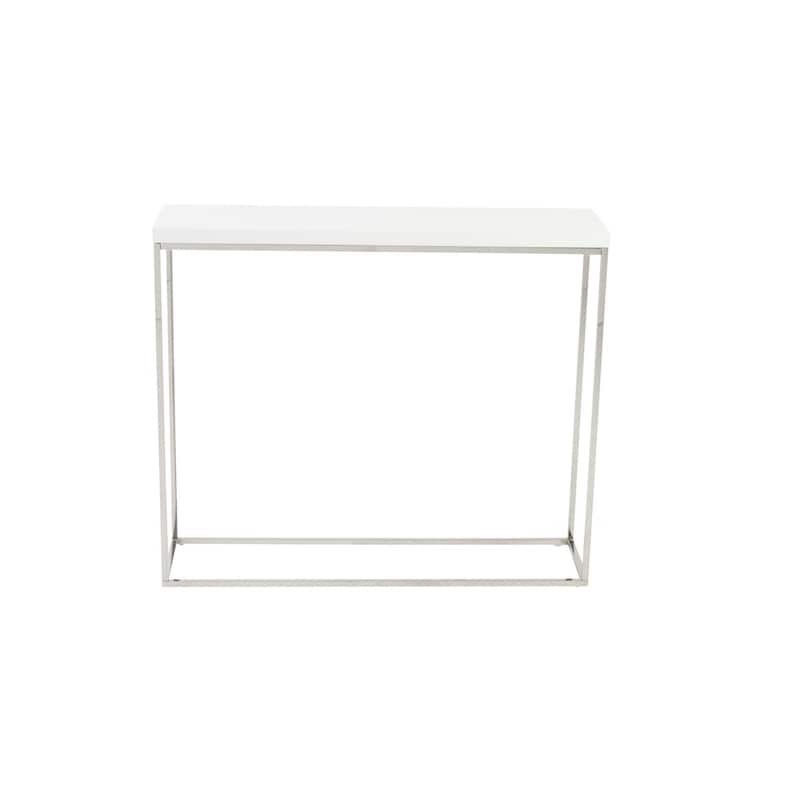 Modern Gray Gloss and Chrome Console Table - White