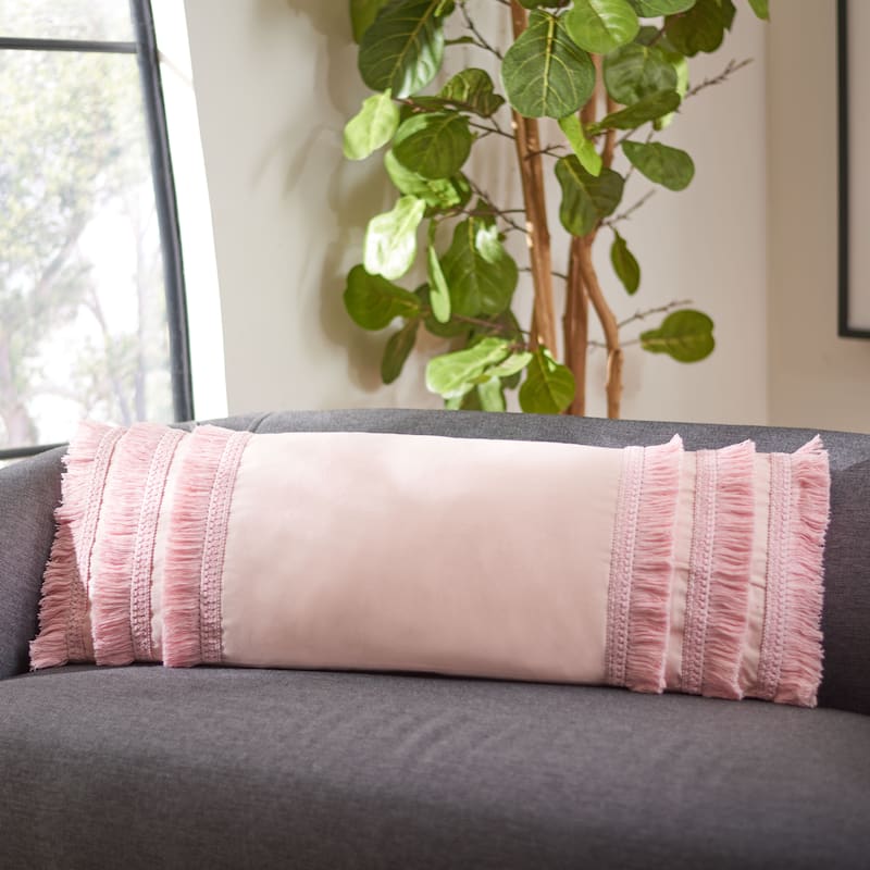 SAFAVIEH Ilmi Boho Fringe Decorative Accent Throw Pillow - Pink - 12Wx36L