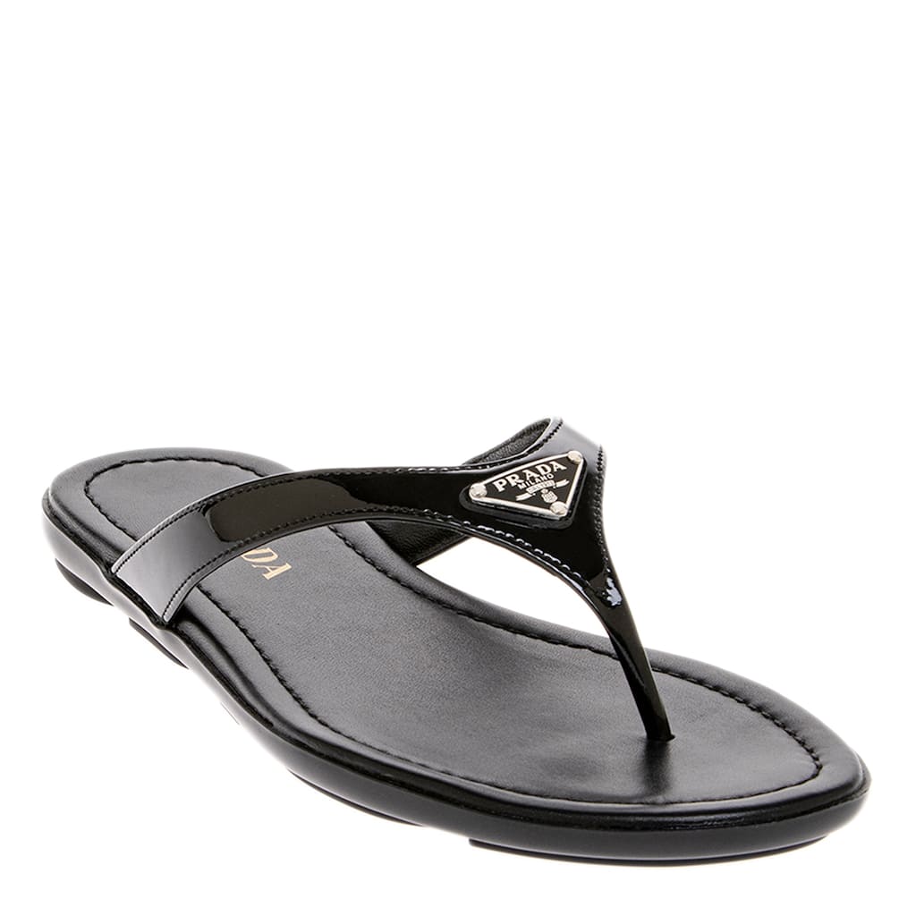 Prada Patent Leather Thong Sandals