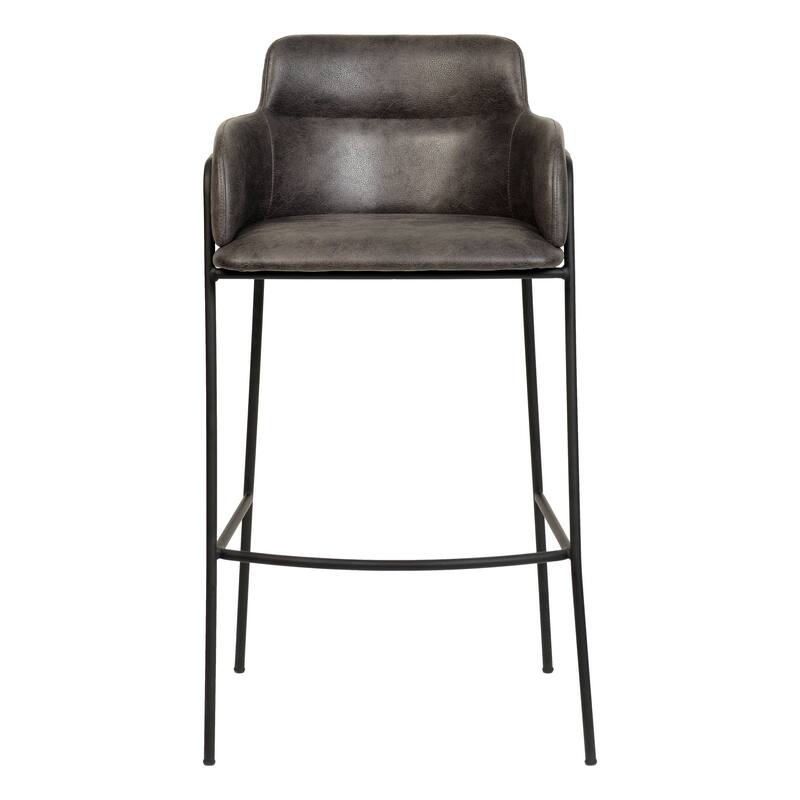LeisureMod 40" Velvet Upholstered Bar Stool - Counter Height Bar Stool with Stainless-Steel Frame and Footrest for Home Bar