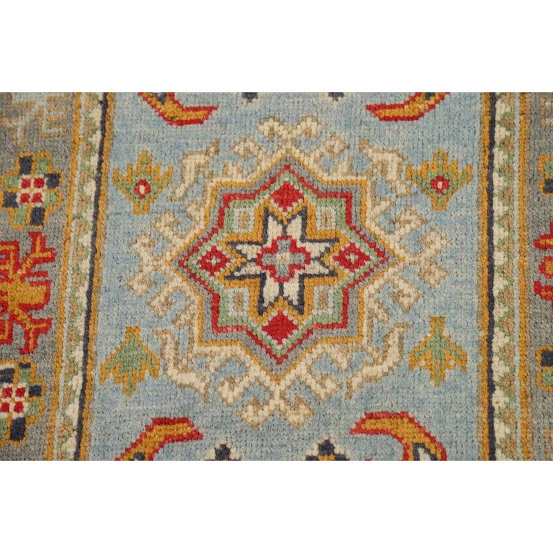 Geometric Kazak Oriental Accent Rug Hand-Knotted Wool Carpet - 2'0" x 3'0"