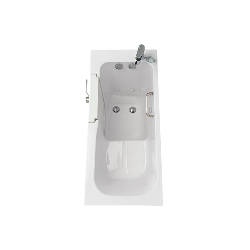 Ella Lounger 27"x60" Acrylic Hydro Massage Walk-In Bathtub with Outward Swing Door, 2 Piece Fast Fill Faucet, 2" Dual Drain