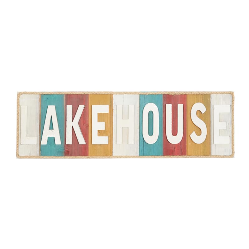 Wooden Sign Lake House Wall Decor - White - Roche River Decor