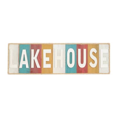 Wooden Sign Lake House Wall Decor - White - Roche River Decor