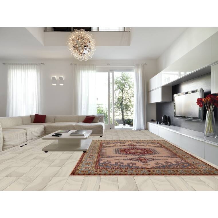 Geometric Viss Indian Large Area Rug Hand-Knotted Wool Carpet - 9'7"x 14'1"