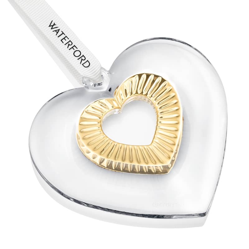 Waterford Heart Ornament with Gold