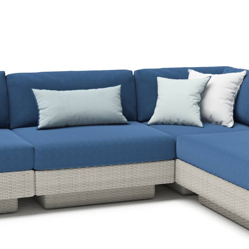 Portofino Comfort 5 Piece Sunbrella Outdoor Patio Sectional Seating Set