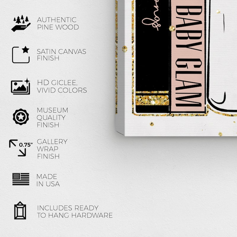 Wynwood Studio Canvas Fashion and Glam Baby Glam Books Black and Light Pink Glam Wall Art Canvas Print