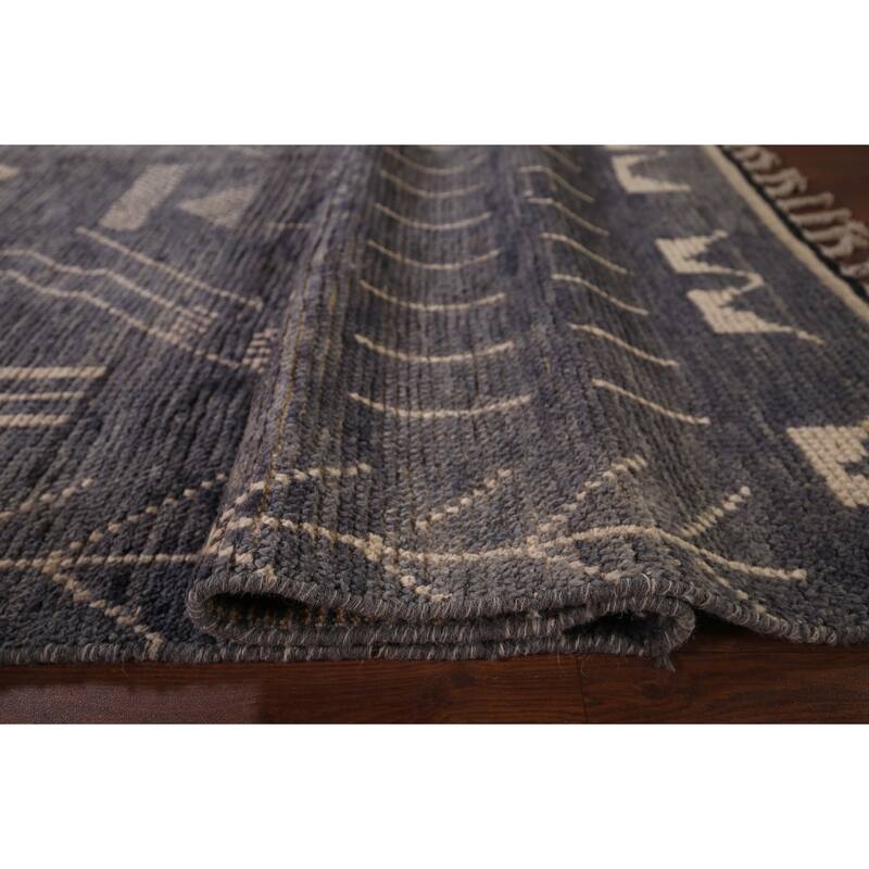Gray & Blue Moroccan Area Rug Hand-Knotted Wool Carpet - 6'1"x 9'5"