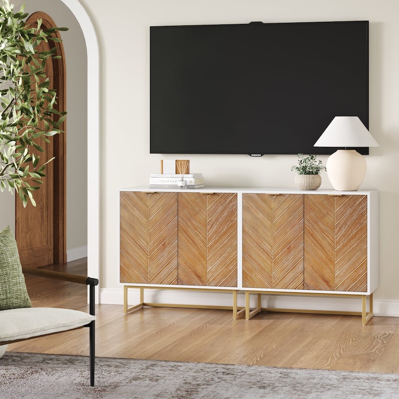 Nathan James Enloe Rustic Doors Metal Base Free Standing Modern Storage Cabinet for Entryway