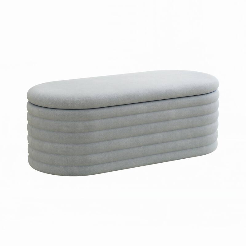 Storage Chenille Ottoman Bench(40-inch, LIGHT GREY)