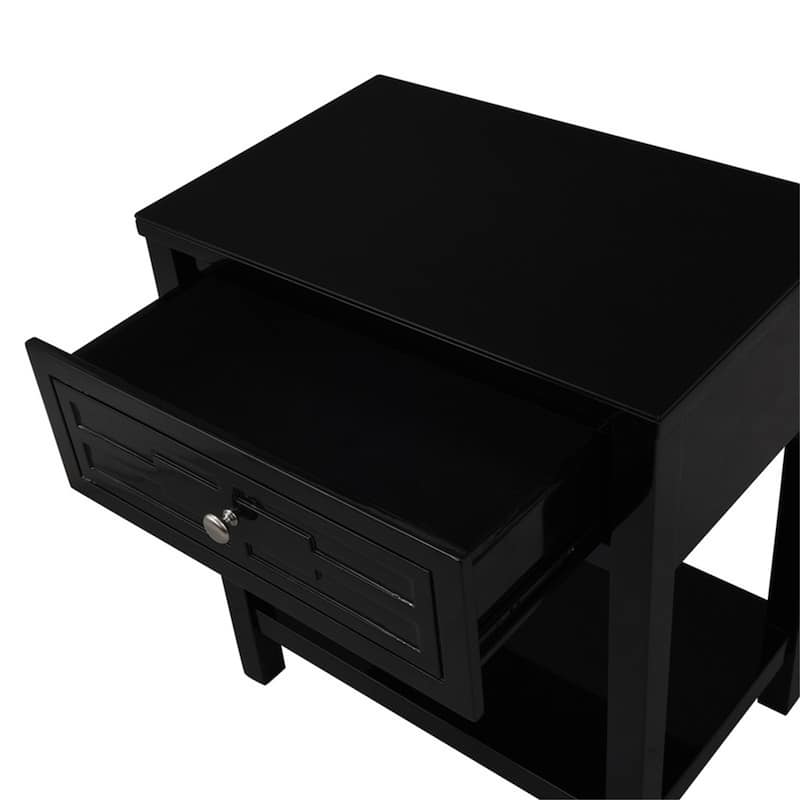 Nightstand with Drawer and Storage Shelf Modern End Table Side Table Wood Night Stand Bedside Table for Bedroom, Living Room