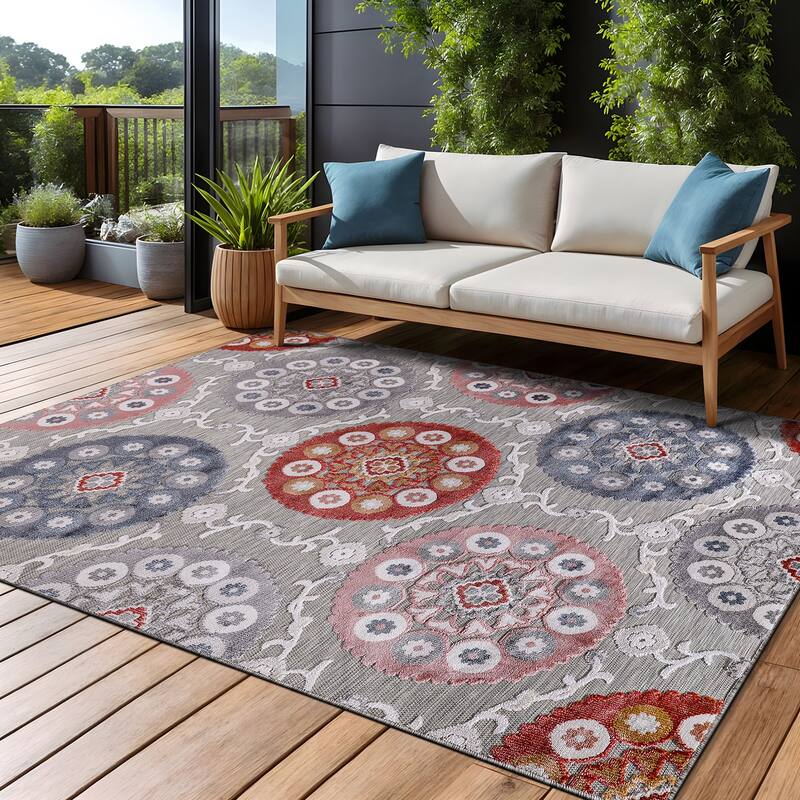 Beverly Rug Equator Medallion Bohemian Indoor Outdoor Area Rug