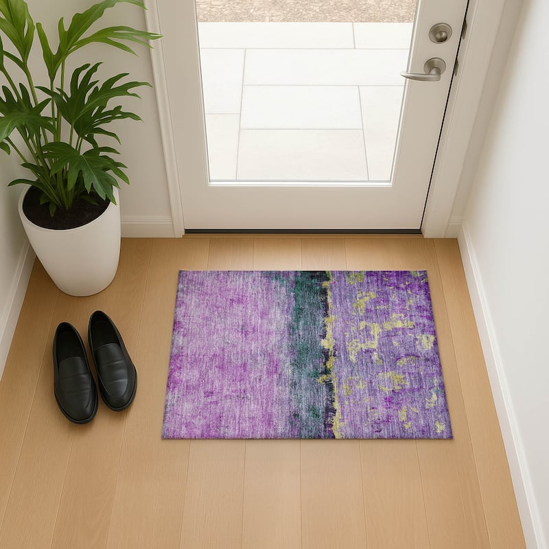 Premium Washable Super Soft Abstract Ombre Mayfield Rug - Plum - 1'8" x 2'6"