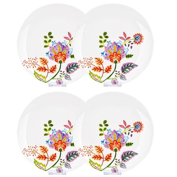 slide 2 of 5, STP Goods Byzantium Flowers Bone China Dinner Plate Set of 4 - 10.5"