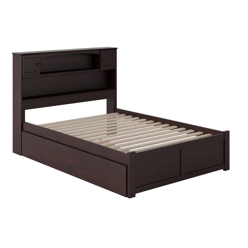 Newport Full Platform Bed with Footboard and Twin Trundle in Espresso