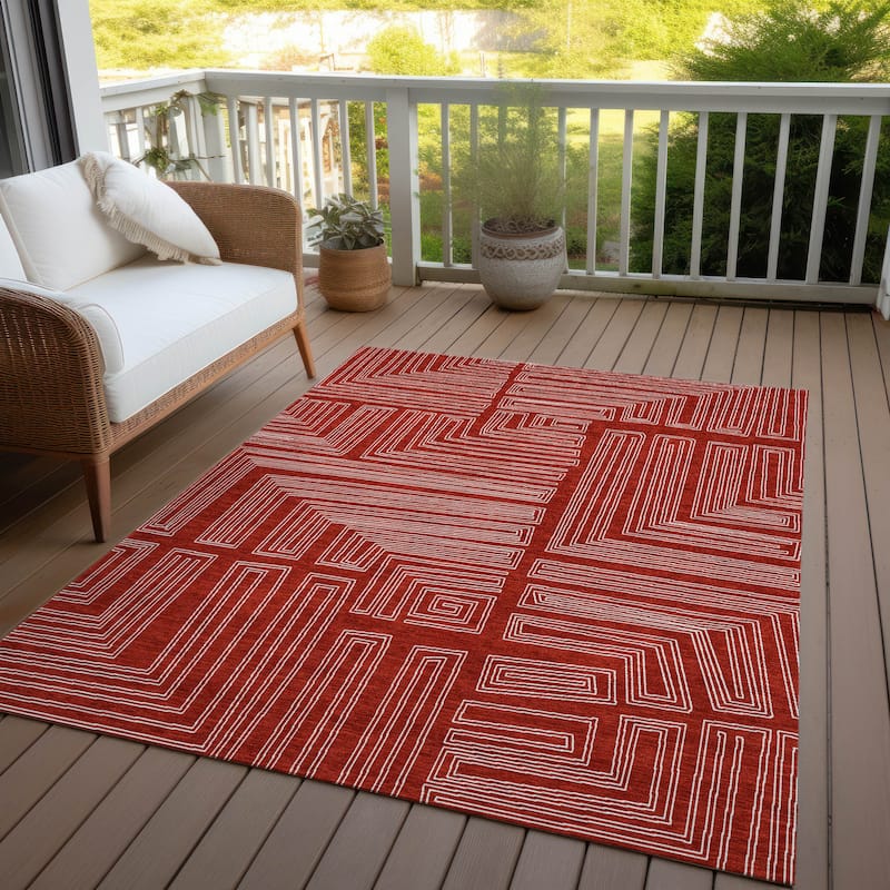 Machine Washable Indoor/ Outdoor Contemporary Stack Chantille Rug